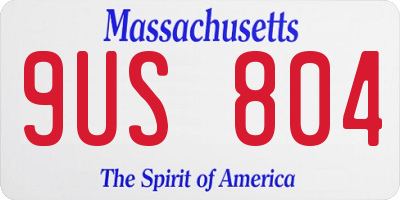 MA license plate 9US804