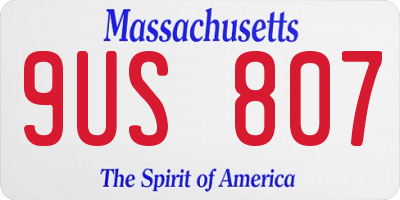 MA license plate 9US807