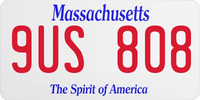 MA license plate 9US808