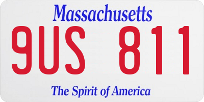 MA license plate 9US811