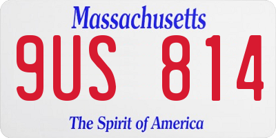 MA license plate 9US814