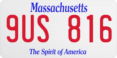 MA license plate 9US816