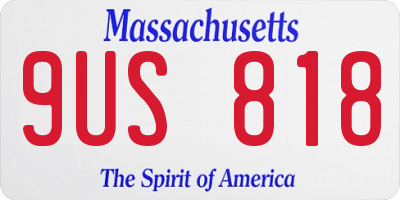 MA license plate 9US818
