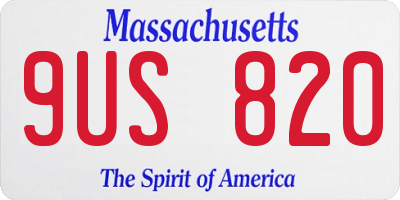 MA license plate 9US820