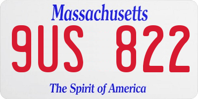 MA license plate 9US822