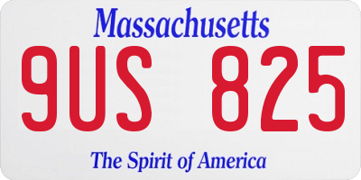MA license plate 9US825