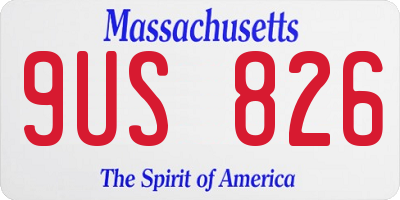 MA license plate 9US826