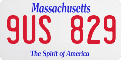 MA license plate 9US829