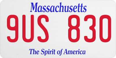 MA license plate 9US830