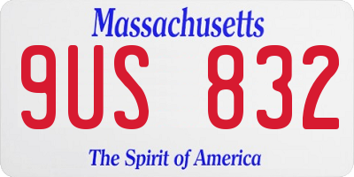 MA license plate 9US832