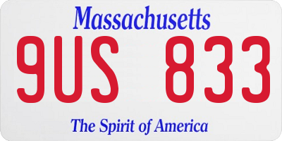 MA license plate 9US833