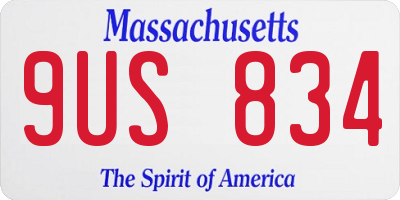MA license plate 9US834