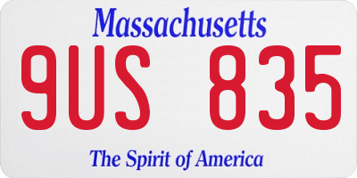 MA license plate 9US835