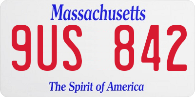 MA license plate 9US842