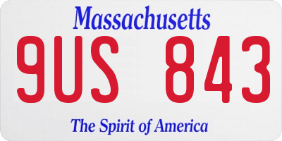 MA license plate 9US843