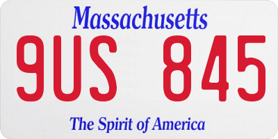 MA license plate 9US845