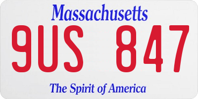 MA license plate 9US847