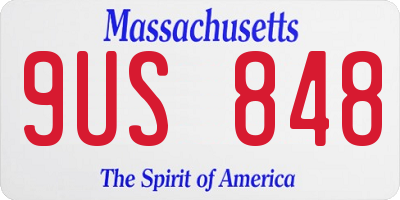 MA license plate 9US848