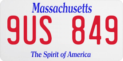 MA license plate 9US849