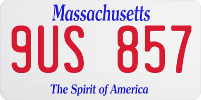 MA license plate 9US857