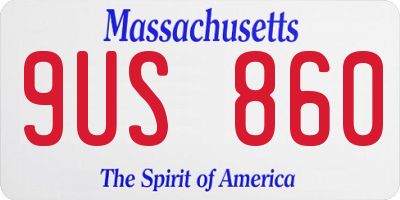 MA license plate 9US860