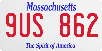 MA license plate 9US862