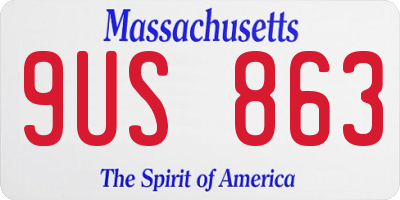 MA license plate 9US863