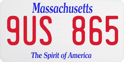 MA license plate 9US865