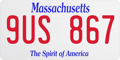 MA license plate 9US867