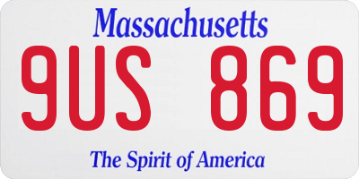 MA license plate 9US869