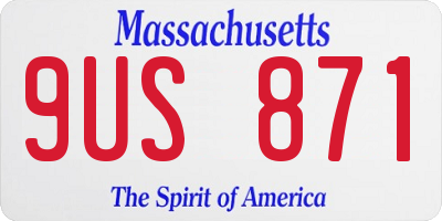 MA license plate 9US871