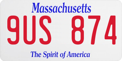 MA license plate 9US874