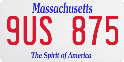 MA license plate 9US875
