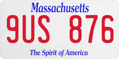 MA license plate 9US876