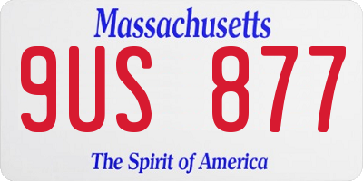 MA license plate 9US877
