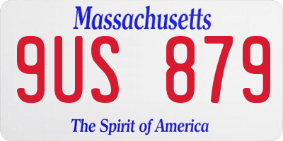MA license plate 9US879