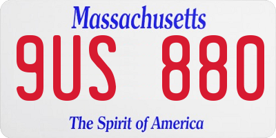 MA license plate 9US880