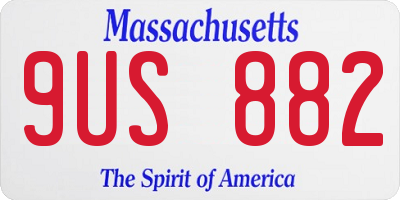 MA license plate 9US882