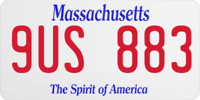 MA license plate 9US883