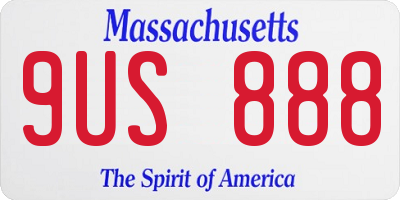 MA license plate 9US888