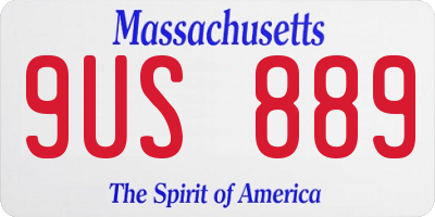 MA license plate 9US889