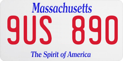 MA license plate 9US890