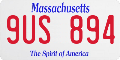 MA license plate 9US894