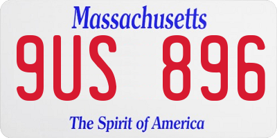 MA license plate 9US896