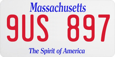 MA license plate 9US897