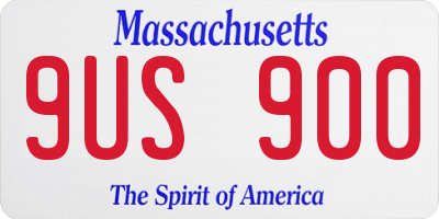 MA license plate 9US900