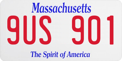 MA license plate 9US901