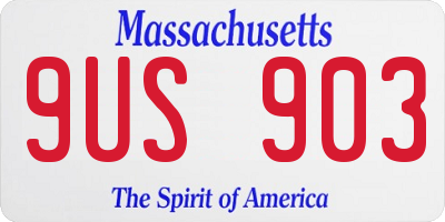 MA license plate 9US903