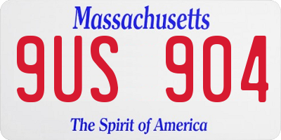 MA license plate 9US904