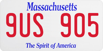 MA license plate 9US905